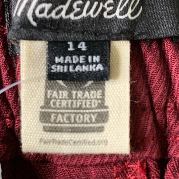 Madewell Womens Burgundy Wide Leg Pants Size 14 - Picture 7 of 13